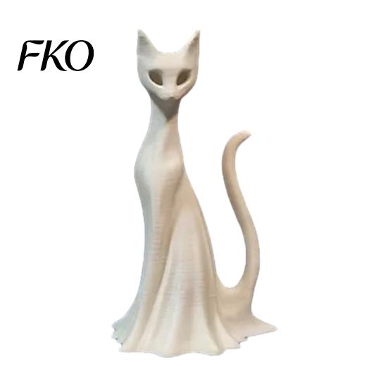 High Precision 3D Printed Ornament Cat Ghost Statues, Halloween Haunted Kitten Figurines with Hollow Eyes Three Style Set & Flowing