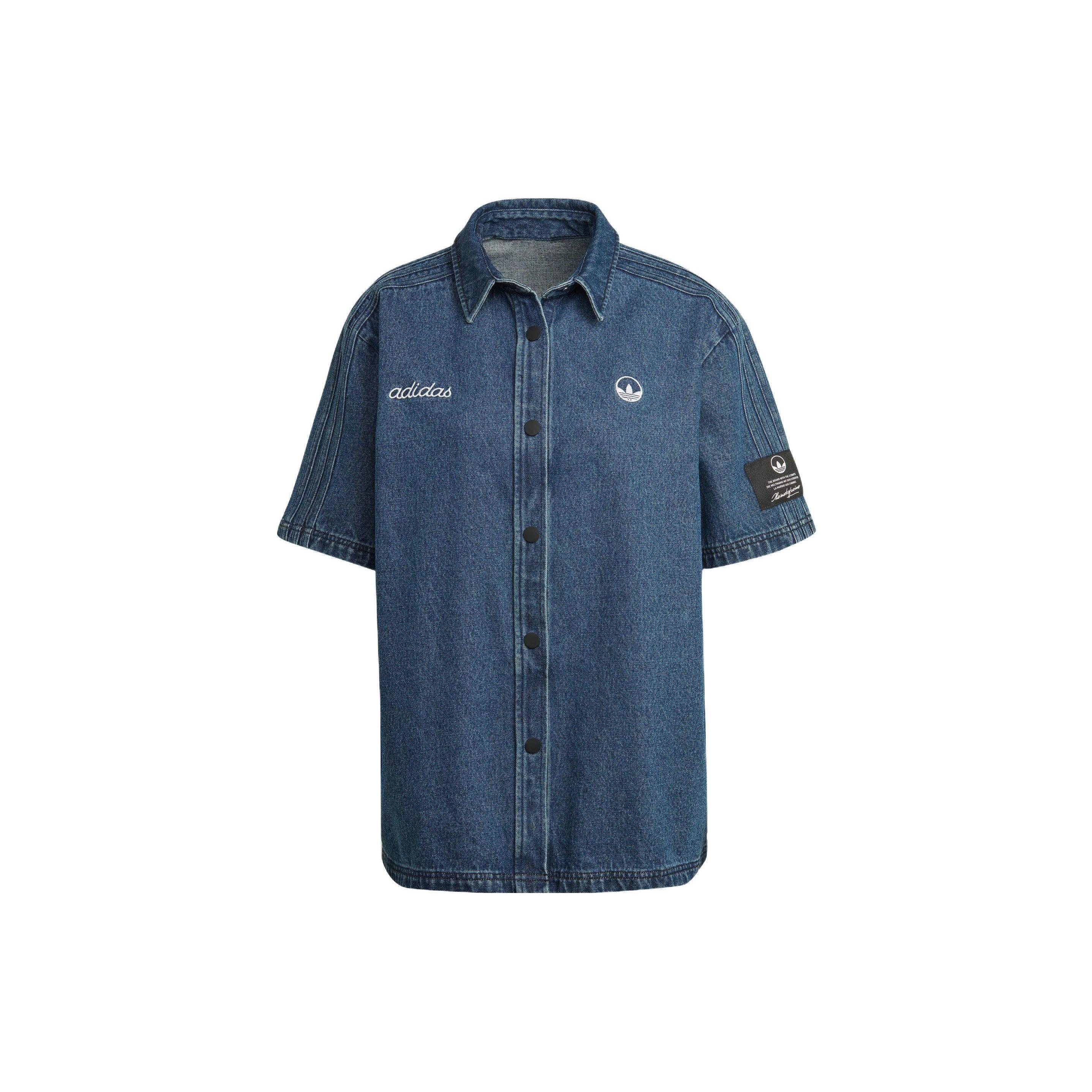 adidas Originals Women s Short Sleeve Denim Shirt Blue HL9059 S-M