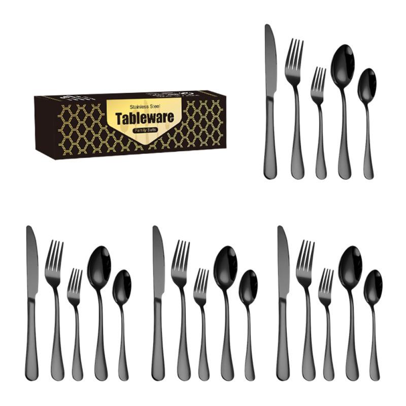 20pcs Cutlery Set Mirror Finish Smooth Edge Stainless Steel Set Include Fork Spoon Kitchen Supplies