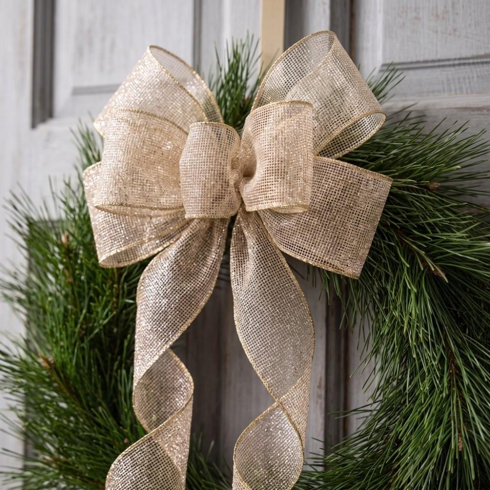 1Roll 179.13in Christmas Tree Decorations 2.5in Wide Wreath Ribbon Metallic Mesh Ribbon DIY Crafts
