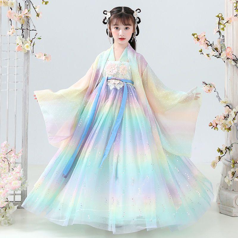 

Детская женская куртка Ханбок с длинными рукавами, древний китайский ветер, супер фея, платья с цветком вишни, детские весенние и осенние новинки для маленьких девочек 160 жёлтый