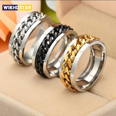 Titanium Steel Rotatable Chain Rings for Women and Men Spinner Ring Decompression, Multifunctional Chain Ring Bottle Opener Gift