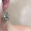 Silver Needle Rhinestone Geometric Glass Tassel Earrings - High-End Fashion Accessories for Women