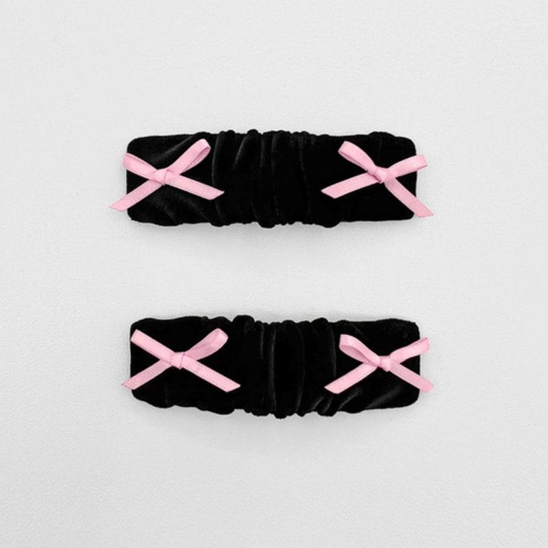 FANTASTIC PLANET [2SET] black pink ribbon velvet hair pin