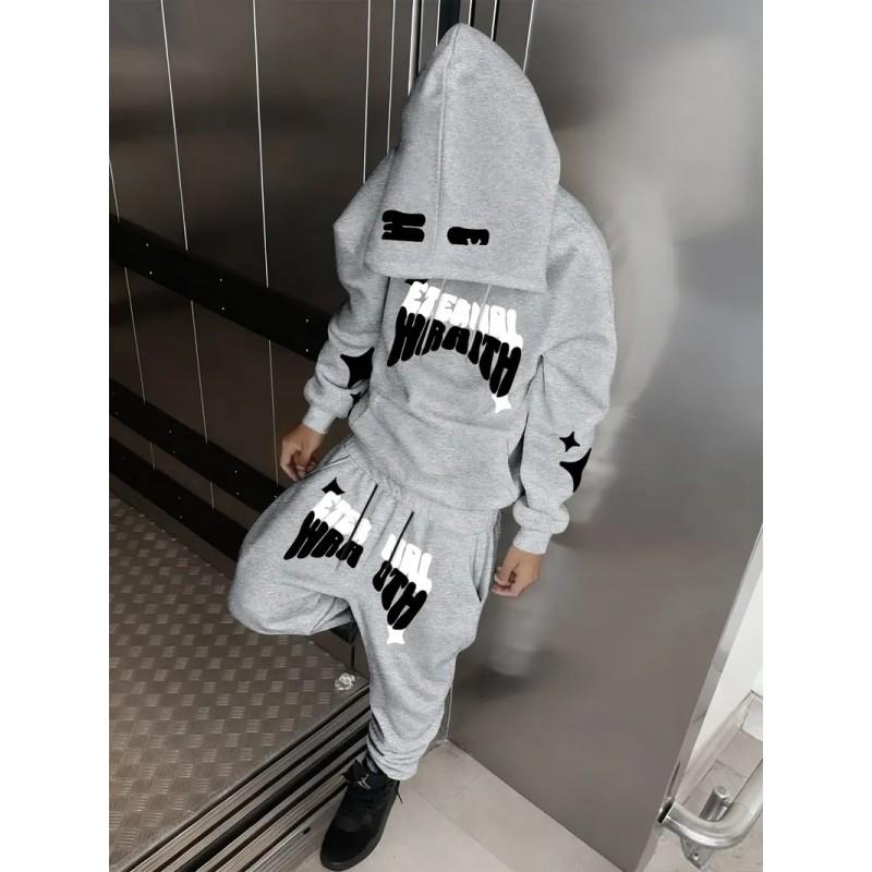 Y2K Volná dámská mikina s potiskem Set Streetwear Písmeno Grafika Černá Červená Světle šedá Bílá S M L XL XXL XXXL