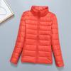 Light down jacket women's short stand-up collar hooded fashion autumn and winter thin large size women's clothing slim-fitting portable jacket