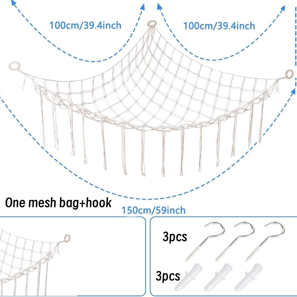 1Pc Toy Hammocks Wall Corner Hanging Storage Net Bedroom Corner Storage Toy Doll Hammock Background Wall Room Decoration