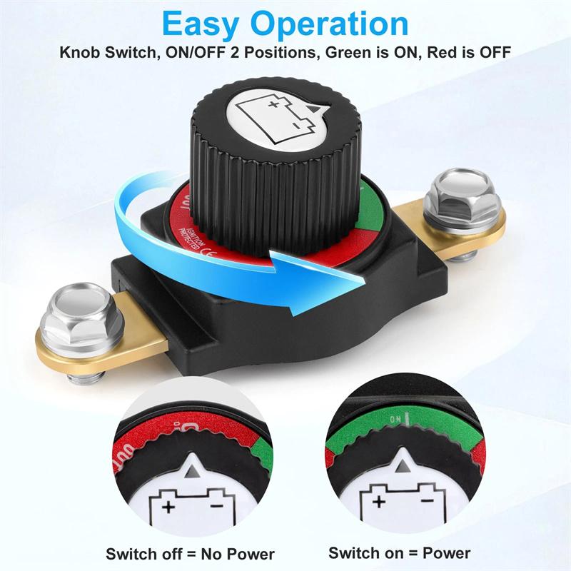 Battery Disconnect Switch,Side Post Battery Disconnect Switch On/Off 275A 12V-48V Battery Power Cut Off Switch For Car Vehicle