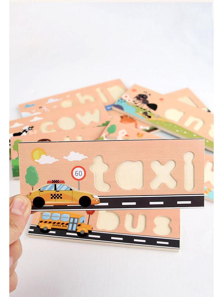 English Spelling Flashcards: Parent-Child Educational Battle Game with Wooden Blocks