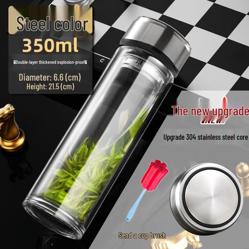 ZISIZ Large Capacity Double-Layer Heat-Insulated Glass Tea Infuser Cup