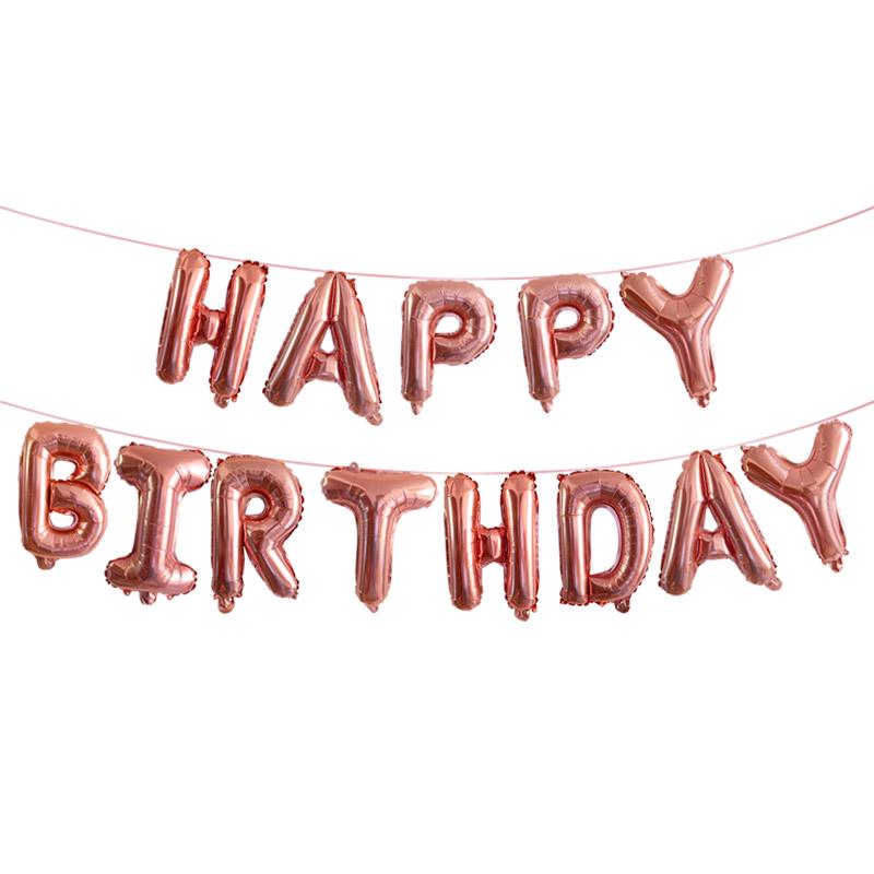 

13pcs Happy Birthday Decoration Balloons Rose Gold Letter Foil Ballons Birthday Party Decorations Globos Balony Anniversaire 16INCH шоколадный