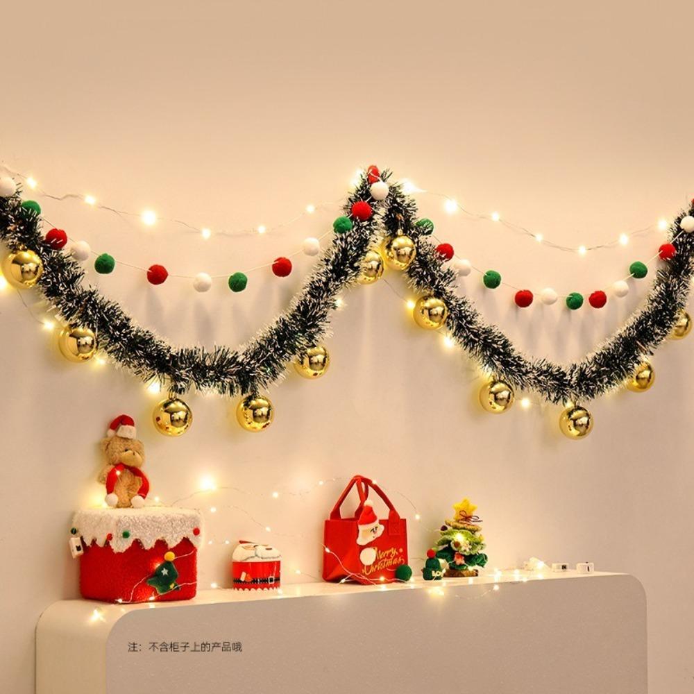 Seasonal Decor Felt Christmas Banner Decorated DIY Handmade Christmas Pendant Furry Balls Xmas Pendant Home Room