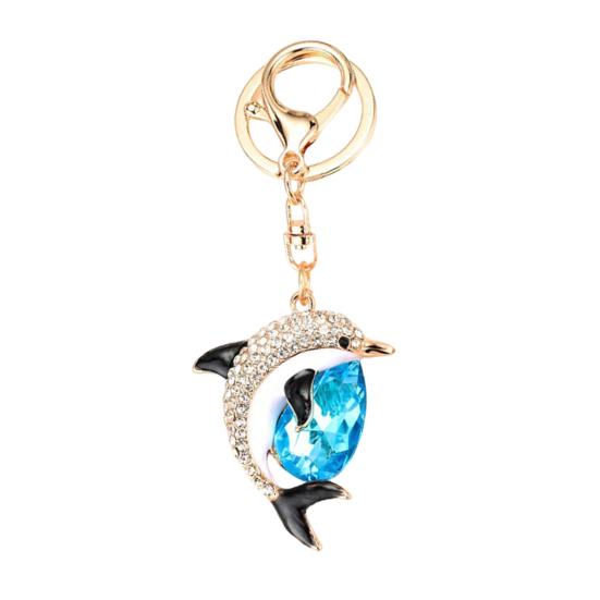 Schlüsselanhänger Strassbesetzter Delfin-förmiger Schlüsselanhänger Anhänger mit starkem Karabinerhaken Schlüssel Taschen Autoschlüssel Zubehör