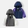 Spring and Autumn Boys' Windproof Jacket Children Dinosaur Hooded Tops K-style Baby Boys' Patchwork Sleeve Shell Jacket Children's Clothing