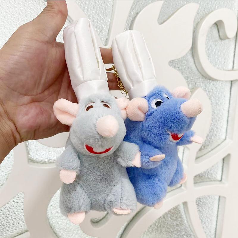 Cute Ratatouille Pendant Plush Toy Doll Keychain Mouse Chef Plush Stuffed Dolls Keyring Backpack Charms Girl Bag Car Deco Gifts