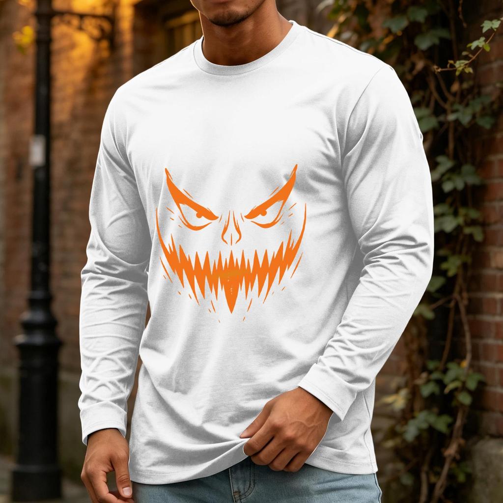 Men's Casual Long Sleeve Neck T-Shirt for Halloween