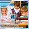 CHENGU 36 Pack Coastal Blue Pencils with Eraser Unsharpened Fun Cute Erasable Checking Wooden Summer Pencils for Adults Office Drawing Sketching