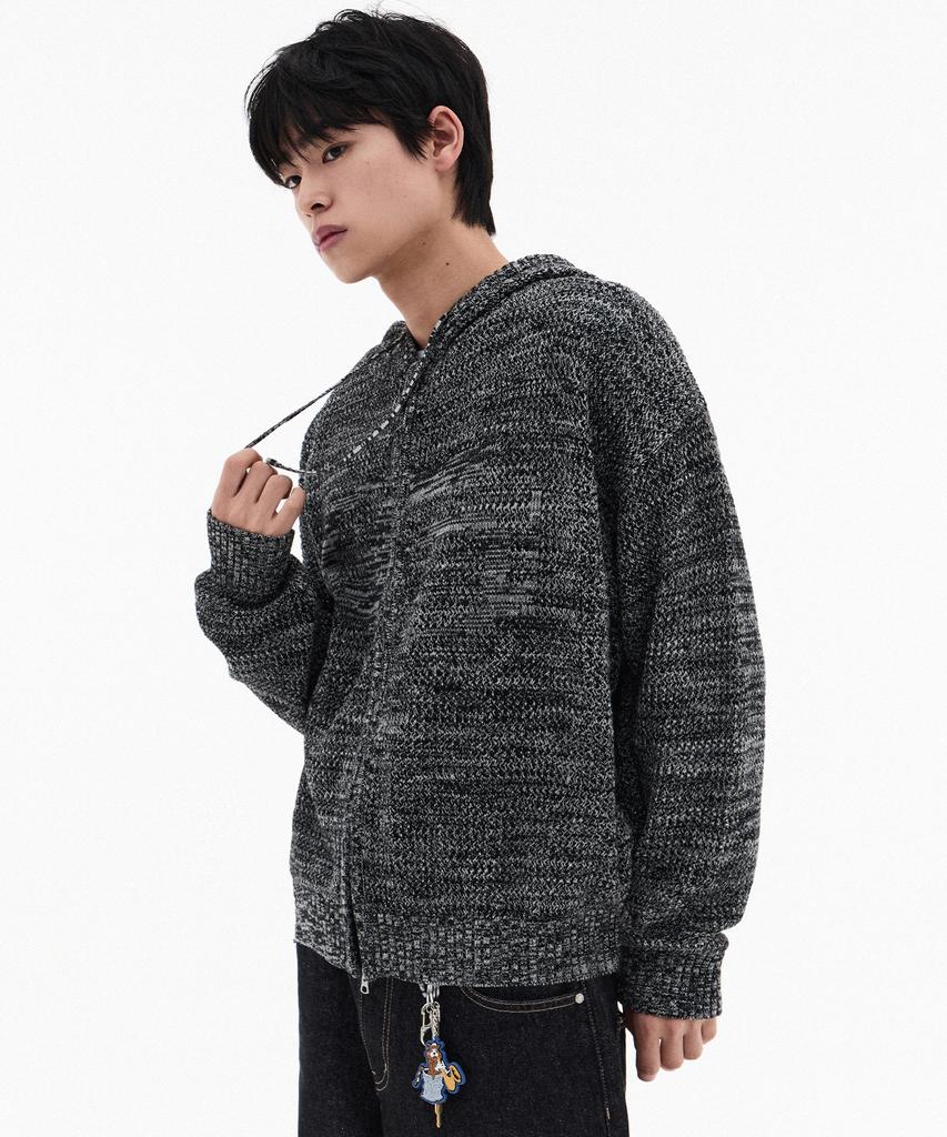 FILLUMINATE Symbol Mesh Knit Zip-Up - Black