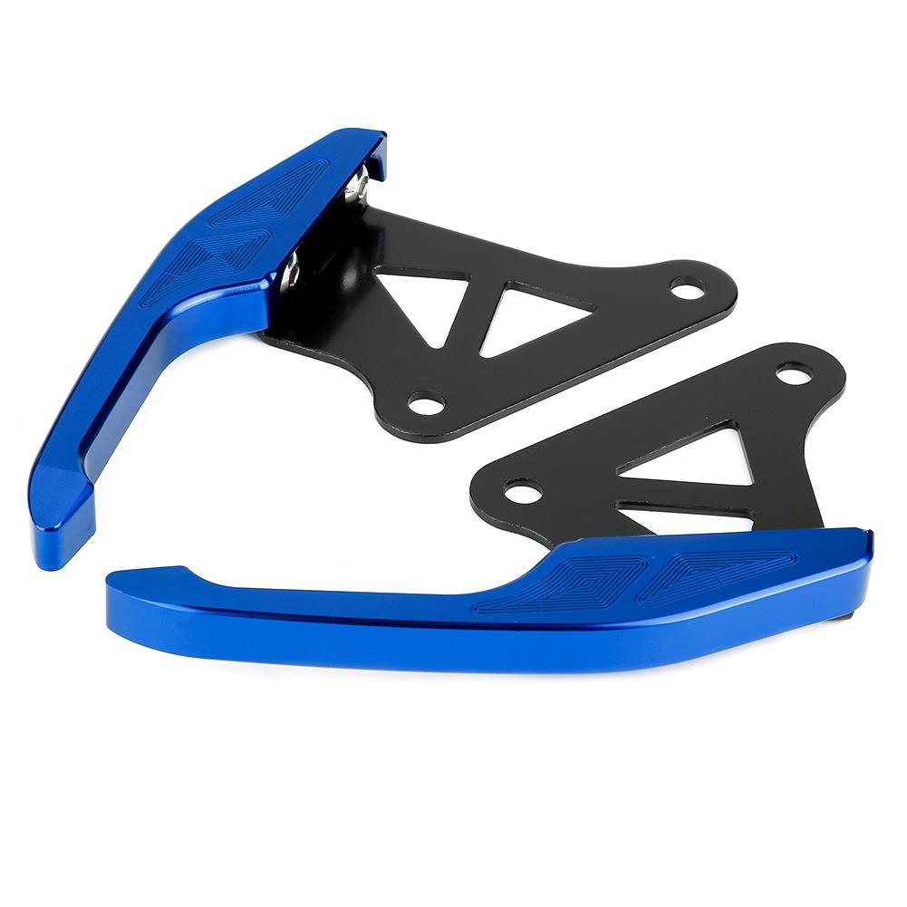 Universal Aluminum Motorcycle Pillion Passenger Grab Bar Rear Seat Rail Handle Kit Blue