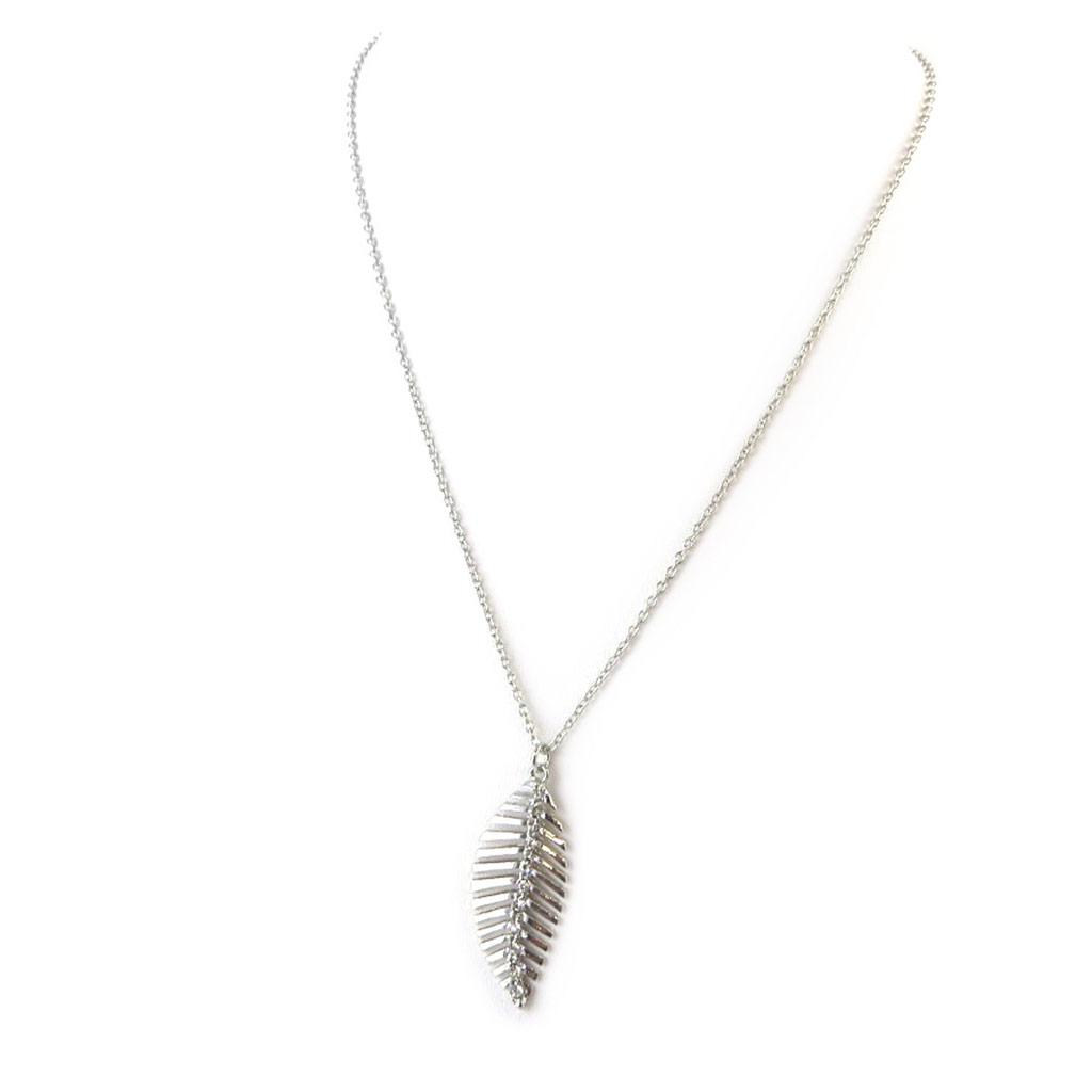 Les Trésors De Lily [N8164] - Silver 'Gold Leaf' Designer Necklace
