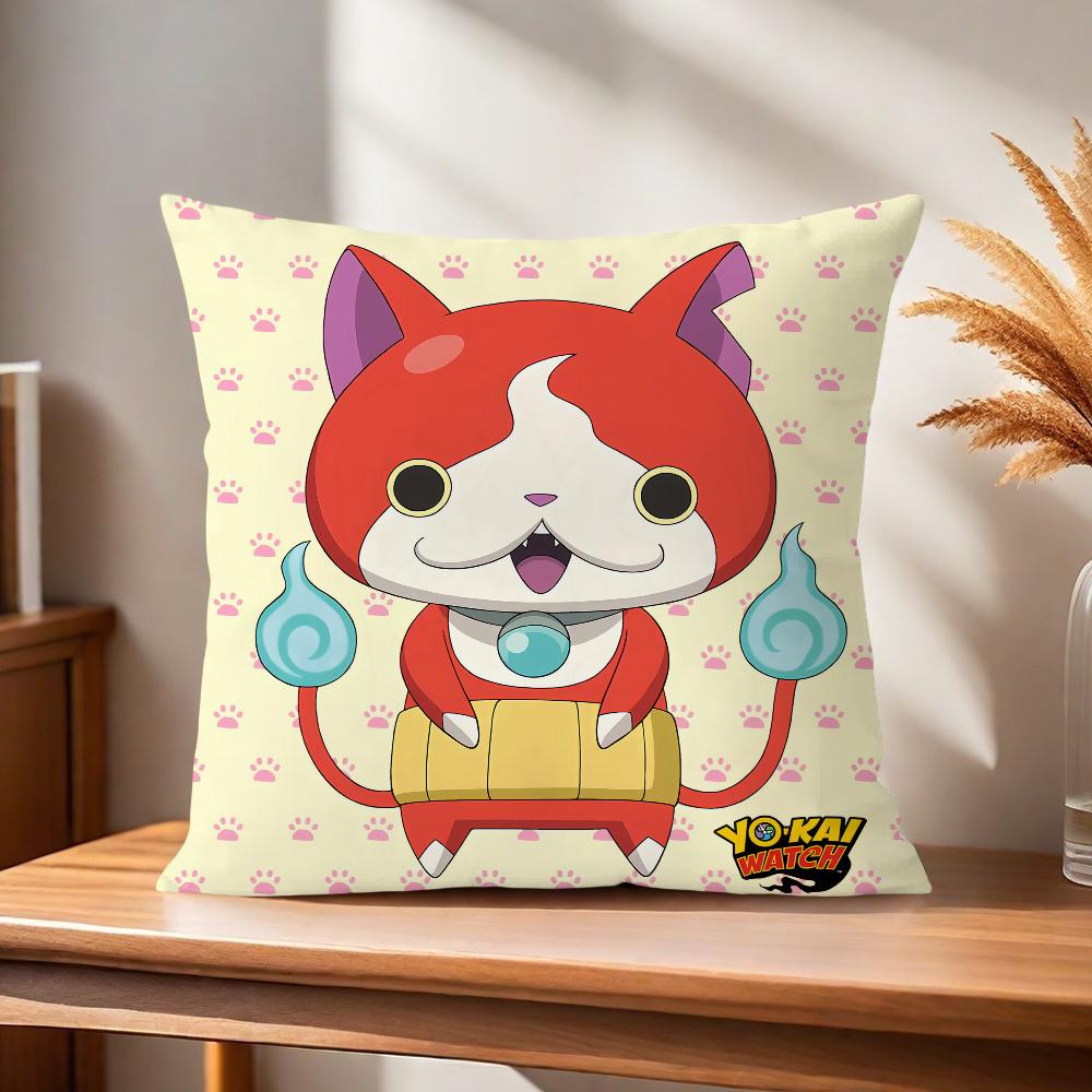 Soft Cartoon Pillow Case for Watch Sofa y-Yo-Kai Living Room Cate Home Office Decor Protective Covers Without Pillow-Insert