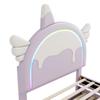 Children's Bed 90x200cm with LED Light, Sofa Bed Daybed with Pull-Out Bed and Drawers, Without Mattress