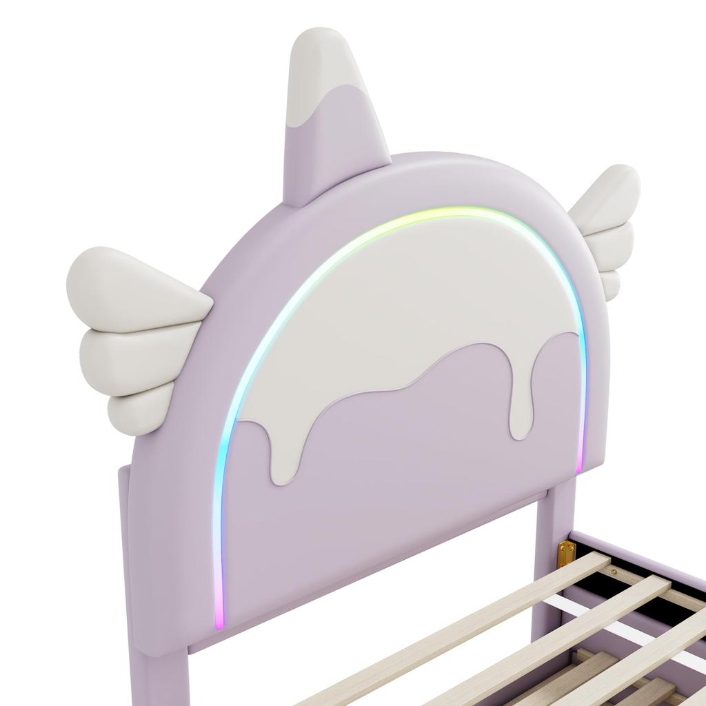 Children's Bed 90x200cm with LED Light, Sofa Bed Daybed with Pull-Out Bed and Drawers, Without Mattress