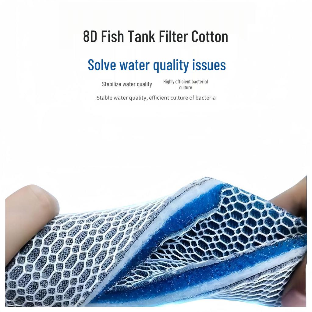 Thick Activated Carbon & Biochemical Filter Cotton for Fish Tanks - Reusable & Cuttable 8D Filter