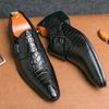 New Pointed Alligator Pattern Chelsea Shoes Men Designer Monk Strap Loafers Formal Wedding Prom Dress Footwear Shoes for Men