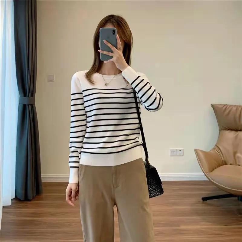 Female Jumper Loose Knitted Sweaters Stripe Baggy Sweater Women Pullover Streetwear Long Sleeve Knitted Tops Plus Size