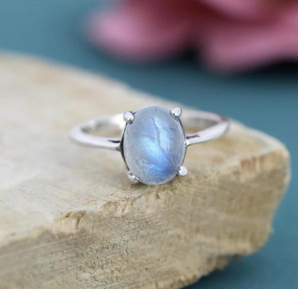 Handmade Moonstone Ring in 925 Sterling Silver – Boho Statement Jewelry moonstone ring
