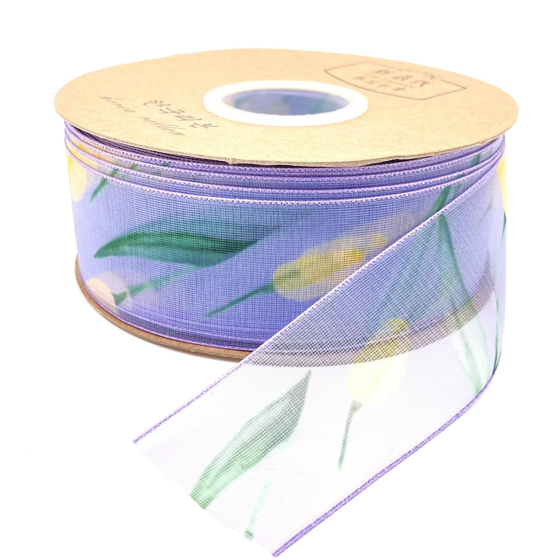 

Новая онлайн-лента тюльпан снежная пряжа с цветком упаковка аксессуары для волос бант одежда лента обувь цветок taro purple * 25mm