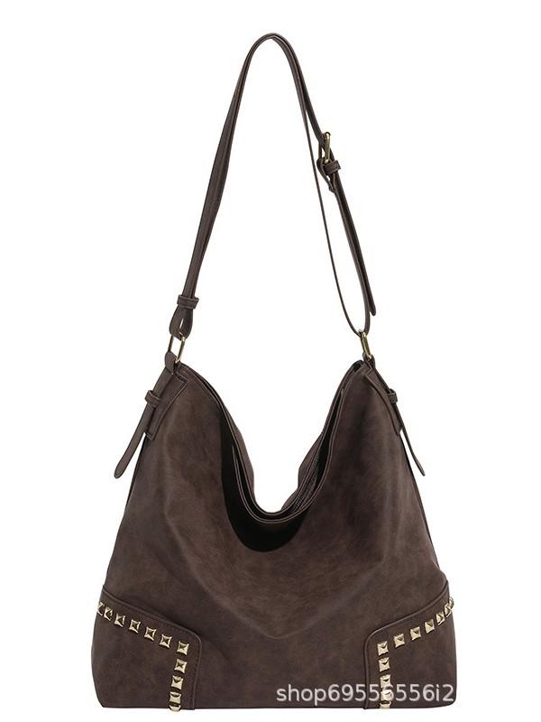 2026 Women's Niche Rivet Shoulder Tote - Large Capacity European & American Style Underarm Bag