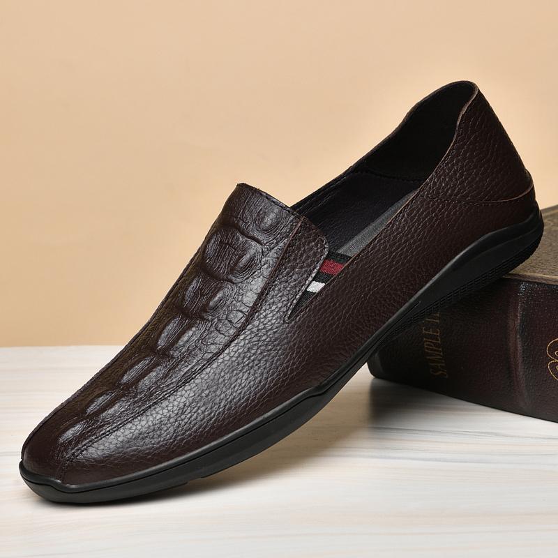 Mocassini da Uomo Stile Britannico Moda Uomo Pelle Vera Scarpe Casual Alta Qualità Adulto Traspiranti Scarpe da Ginnastica Uomo Mocassini