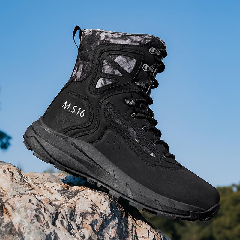 Brand Men's Outdoor Boots Plus Size 47 Leather Trekking Shoes Men Waterproof Hiking Boots Men Tactical Sneakers Mountain Boots