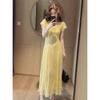 Lace-Trimmed Waist-Slimming Long Dress 2026 Summer New Plus-Size V-Neck High-End Design Mid-Length Dress