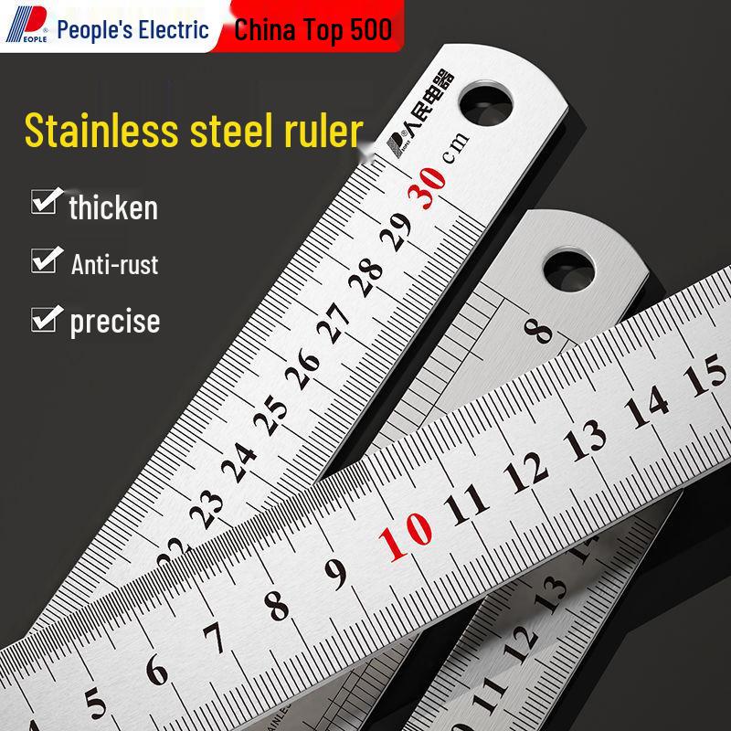 Multifunctional Extra-Thick Stainless Steel Ruler for Students, 15/30cm - Ideal for Drawing and Measurement.