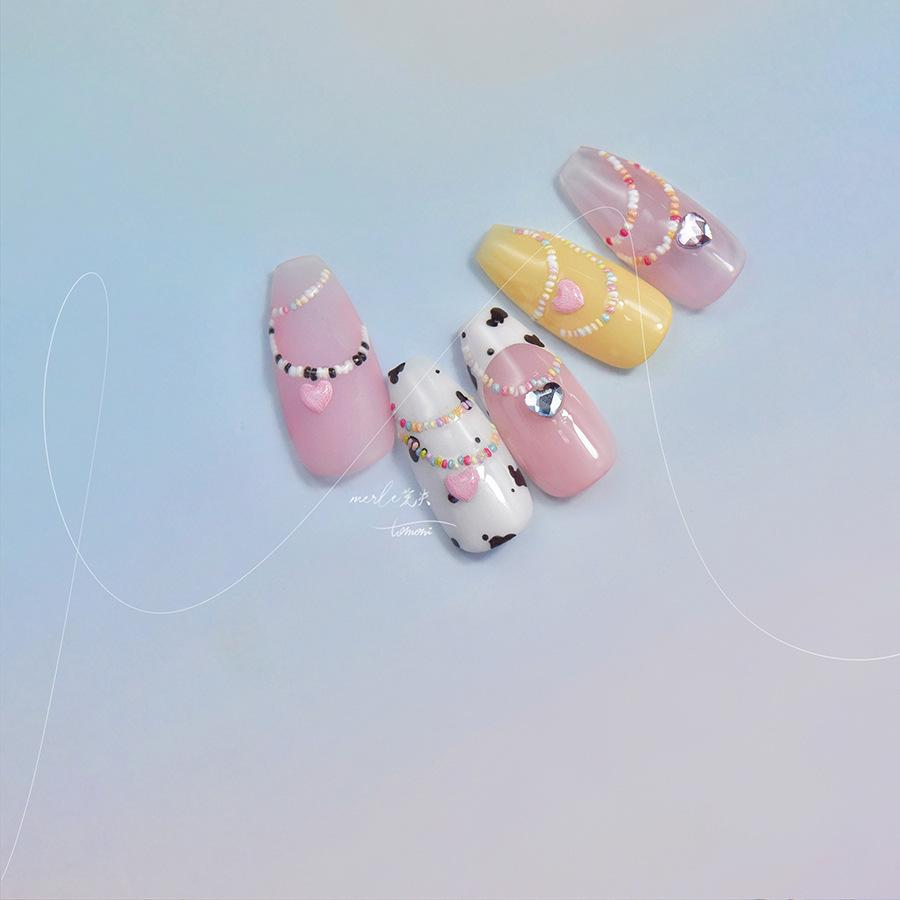 Bright Crystal Nail Art Stickers Retro Nail Sticker Love Necklace Stickers DIY Creative Decoration