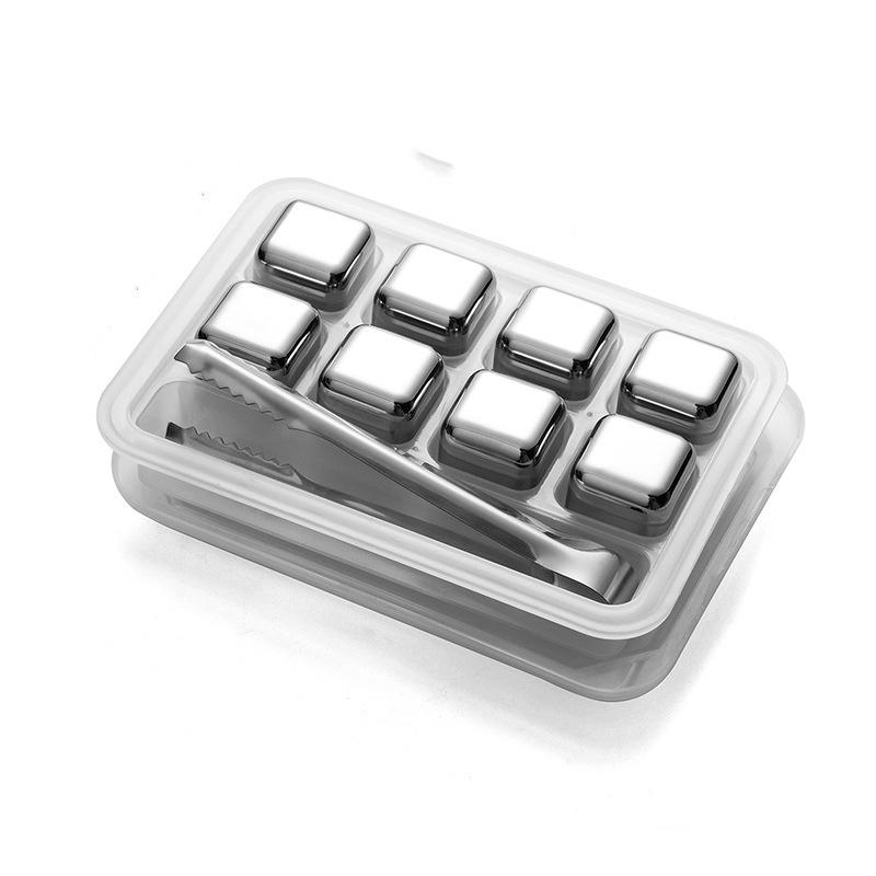 Sada kostek ledu na whisky z nerezové oceli zlatá - kovová rychlomrazicí ocel 304 na whisky, víno a další