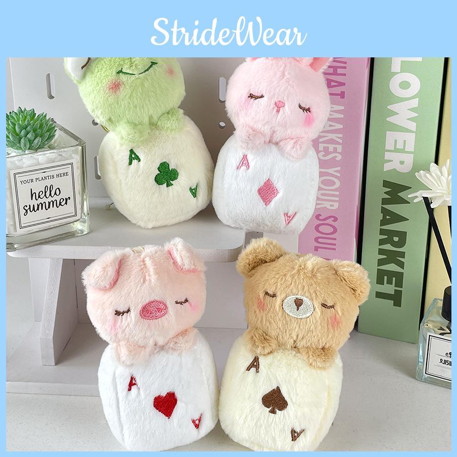 Pig Frog Bunny And Bear Cartoon Animal Plush Keyring Set For Kids Backpack Decor