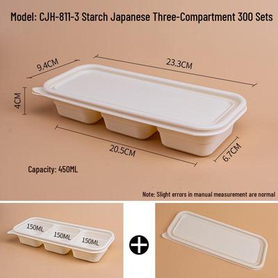 Japanese Style Divided Corn Starch Disposable Bento Boxes