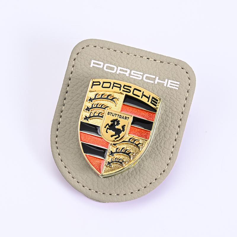 Auto-Emblem Sonnenbrillen-Clip-Halter Leder Auto-Sonnenblenden-Clip für Porsche Panamera Cayenne Taycan 911 718 Macan Carrera-GT 928