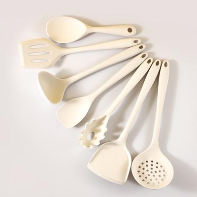 2/3/4/7pcs Milk White Silicone Cookware Spatula Soup Spoon Kitchen Multifunctional Cooking Spatula Set Baking Tool Utensils