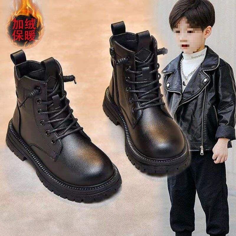 Children's Martin boots Boys' winter velvet cotton boots 2025 new girls' snow boots rhubarb boots