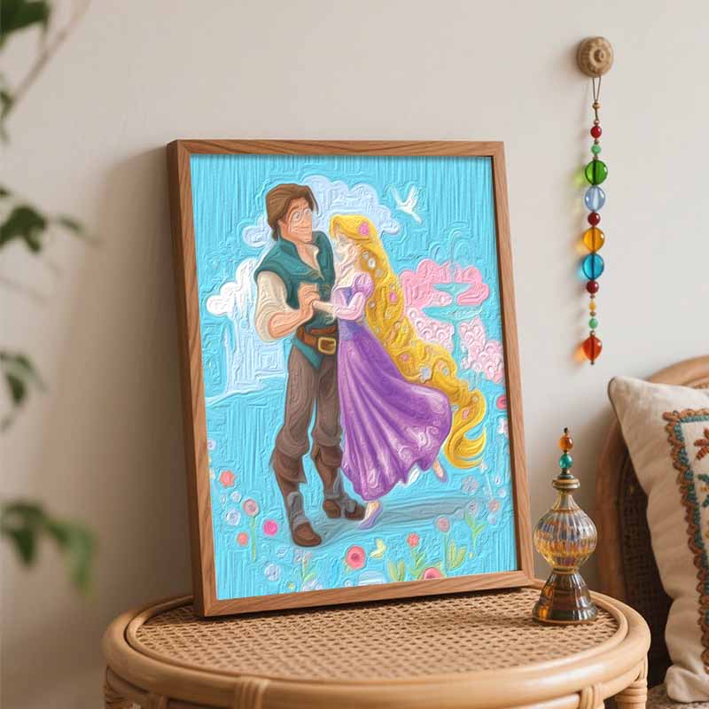 Disney DIY Rapunzel Flynn Oil Painting Art Painting Kit Home Wall Decor Handmade Gift For Romantic Couples Love Scenes Craft Decor 129