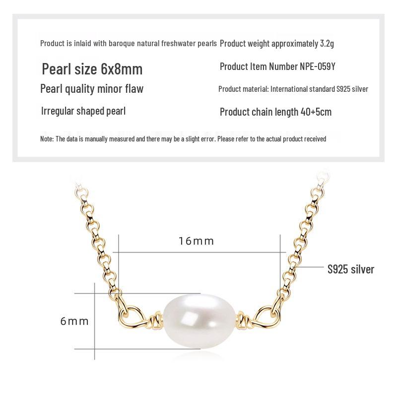 Freshwater Pearl & Diamond-Set Silver Pendant Necklace for Women