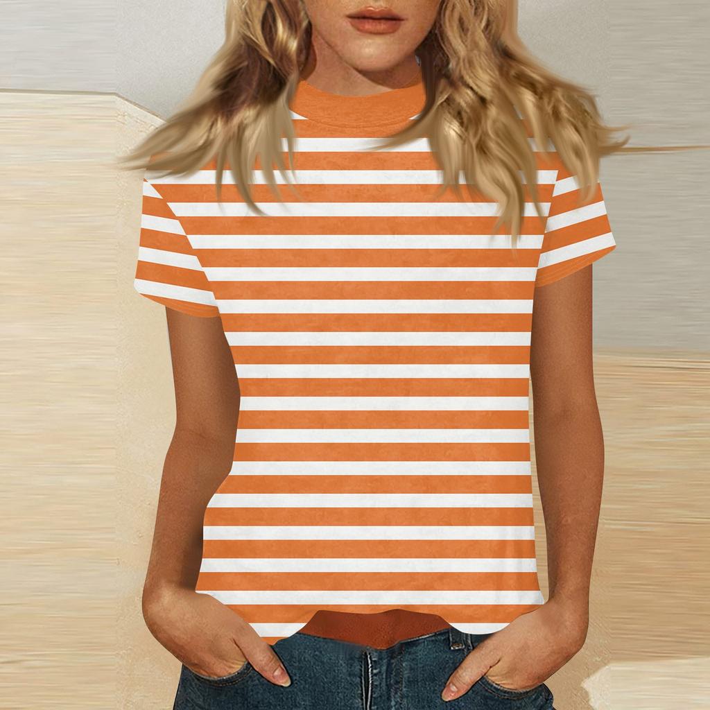 Damen Mock-Neck Kurzarm Print-Top