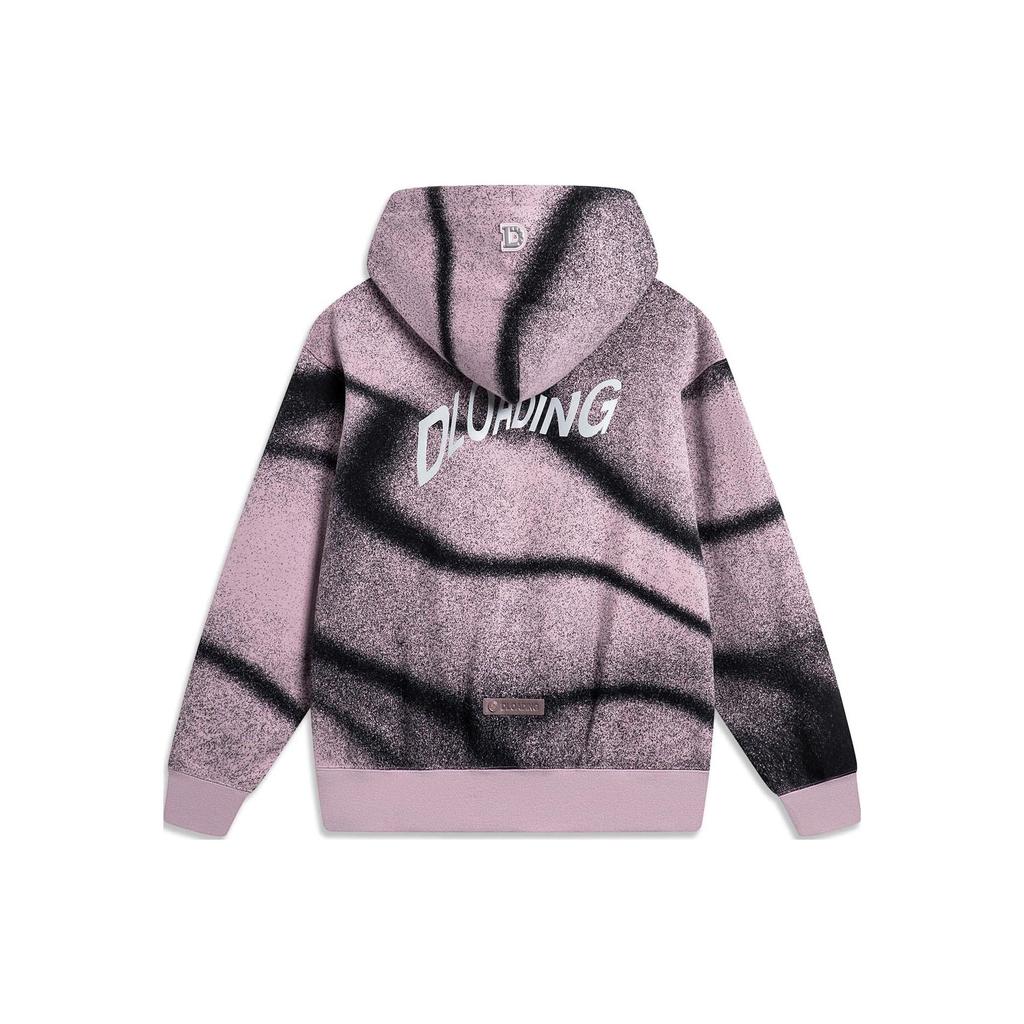 Li-Ning Wade Series Tie-Dye Reflective Fleece Warm Loose Pullover Hoodie Men Hoodies Slate-Gray Purple Black AWDTD23-4