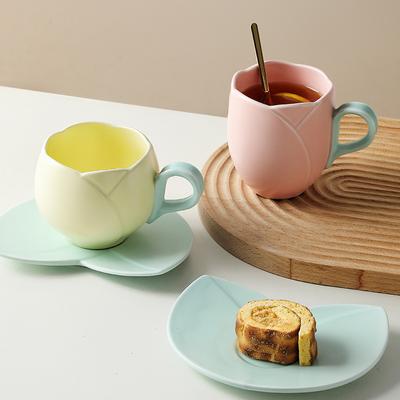 Ceramic Coffee Cup Creative European Coffee Cup And Saucer Set Small Fresh Ceramic Tea Cup Drinking Cup Breakfast Cup