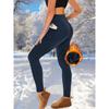 **Leggings da Donna a Vita Alta Foderati in Pile Pantaloni Yoga Tasche Caldi Autunno Inverno Sport**